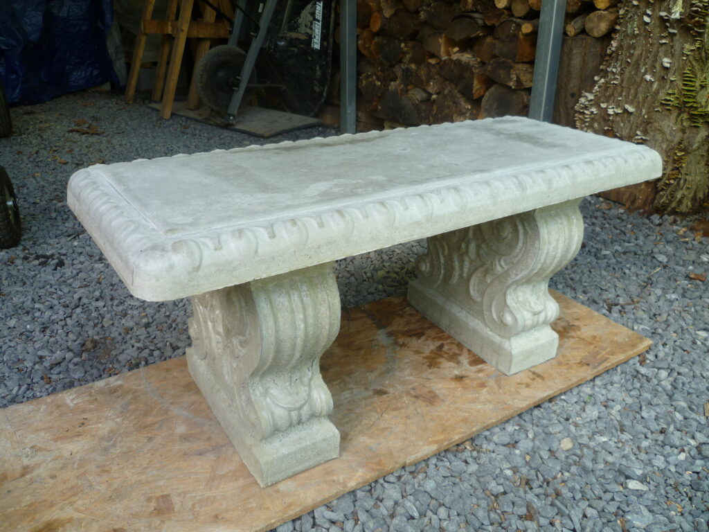 concrete scroll bench